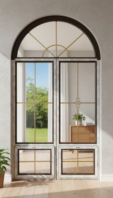 декоративный камень форма: Арочное окно ПВХ с двойным стеклопакетом и декоративной решеткой