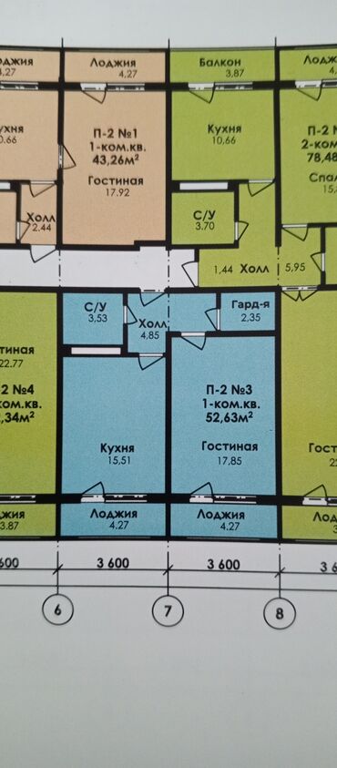 беловодский квартира: 1 комната, 53 м², 108 серия, 8 этаж, Косметический ремонт