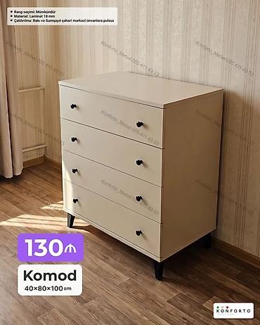 Komod – 40×80×100 sm - Material: 18 mm laminat - 4 geniş çekməce, qara