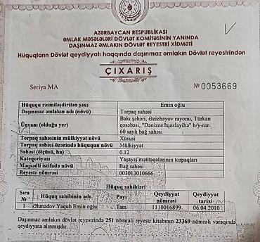 Torpaq sahələrinin satışı: Tikinti, Kupça (Çıxarış) — 3