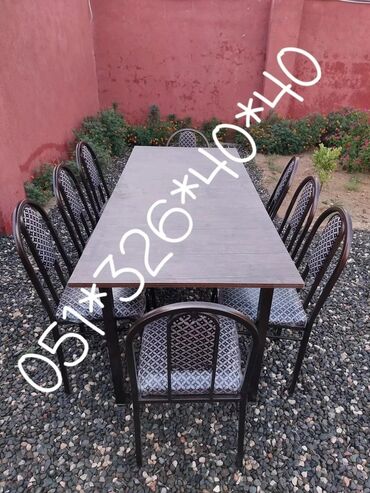 Masa və oturacaq dəstləri: Mətbəx üçün, Dördbucaq masa, 8 stul