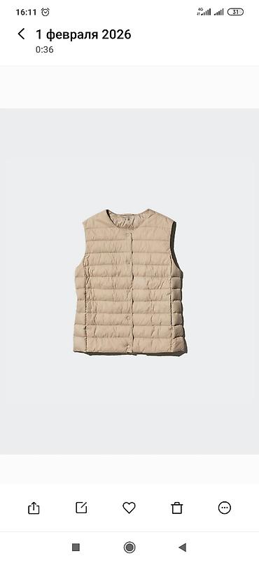 nike tech flecce: Uniqlo Япония. Легкий утепленный жилет без воротника, бежевый. - — 2