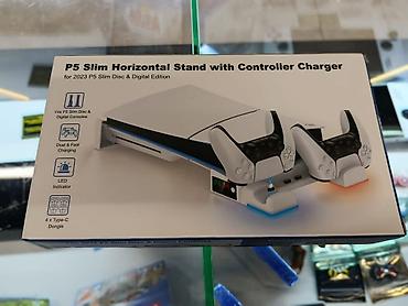 nintendo controller: PS5 Slim Horizontal Stand with Controller Charger — 1