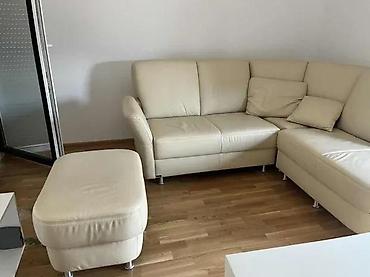 Ugaone garniture: Ugaona garnitura od prave kože – bež/ekru boja - Moderan L-oblik sa — 2