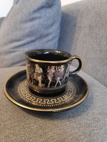 komplet inventar za kafic: Greek Espresso Cups and Saucers T Dagounis Hand Made in Greece 24