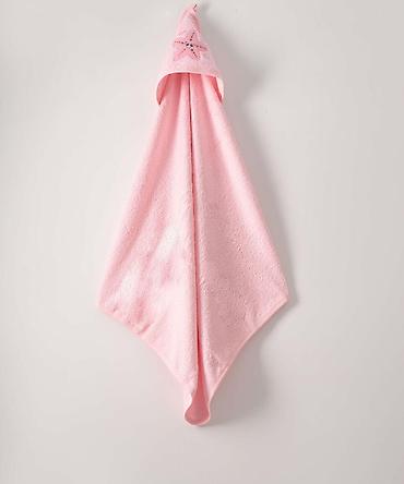 dormeo sa greskom: Peskir za kupanje roze – Frotirni peškir sa kapuljačom za bebe 75x80 — 1