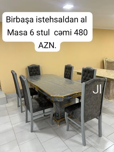 Dolablar: Mətbəx üçün, Dördbucaq masa, 6 stul
