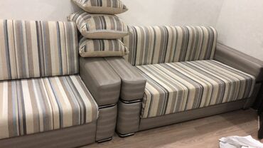 мяхкий диван: Прямой диван, цвет - Серебристый, Новый