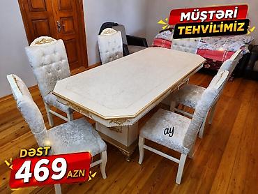 taxt ortukleri: Qonaq otağı üçün, Yeni, Dördbucaq masa, 6 stul — 1