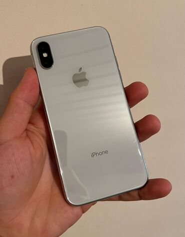 Apple iPhone: IPhone X, Б/у, 64 ГБ, Белый, Защитное стекло, Чехол, 100 %