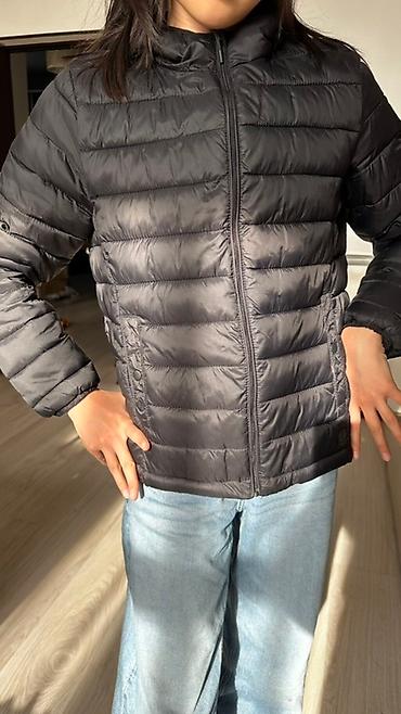 pull and: Деми б/у куртка-пуховик с капюшоном, черного цвета бренда Pull and — 2