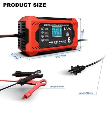 Auto oprema: Inteligentni PUNJAČ akumulatora 12v 6A, LCD displej • Kapacitet — 6