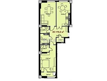 алматинская: 2 комнаты, 78 м², Кок-Жар ж/м Элитка, 10 этаж, ПСО (под самоотделку) — 2