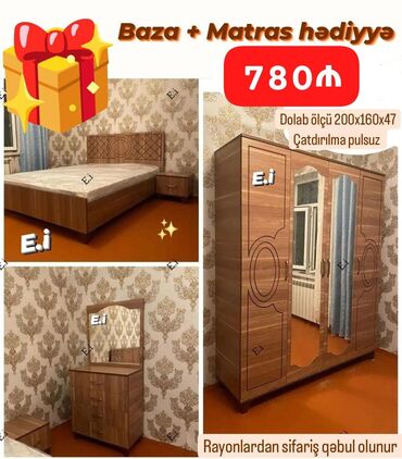 inci mebel yataq desti: *Yataq dəsti 780Azn 🎁Baza + Matras hədiyyə🎁* 💥ENDİRİM 3 GÜN 💥 ✔️Rəng