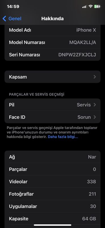 iphone x 2 ci əl: IPhone X, 64 GB, White Titanium, Simsiz şarj