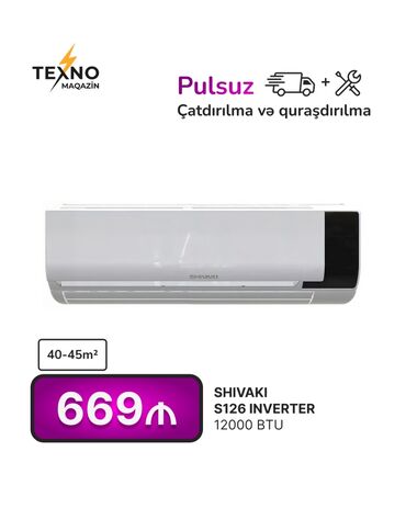 shivaki kondisioner baku: Kondisioner Shivaki, 40-45 kv. m, Split sistem, Kredit yoxdur, Pulsuz quraşdırılma