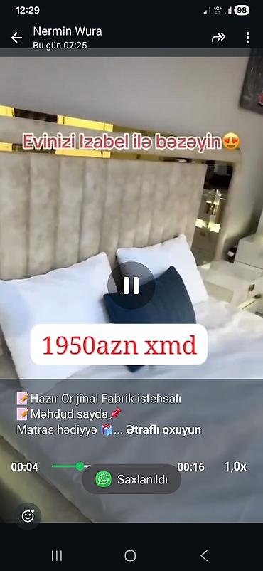mebel original: 📝Hazır Orijinal Fabrik istehsalı 📝Məhdud sayda📌 Matras hədiyyə 🎁 — 2
