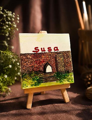 Sürətli Çatdırılma PULSUZ “Şuşa” mini kətan, molbertlə Əl işi Hazır