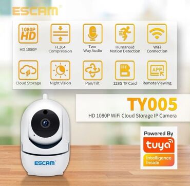 dvr hd: Kamera ip Escam Tuya 1080 HD (Kamera wifi) Escam TY005 modeli Tuya
