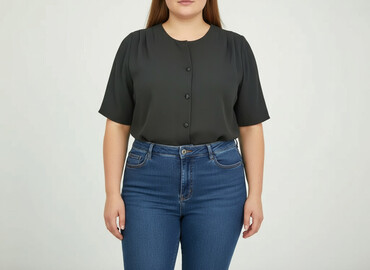 bluzki na krótki rękaw damskie: Women's blouse, size 5XL