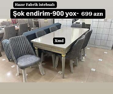 taxta stul stol: Yemək otağı dəsti – fabrik istehsalı - Düzbucaqlı, parlaq səthli — 1