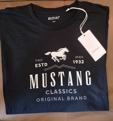 nike muške majice: Majica na duge rukave, L (EU 52), Mustang, bоја - Crna, Pamuk
