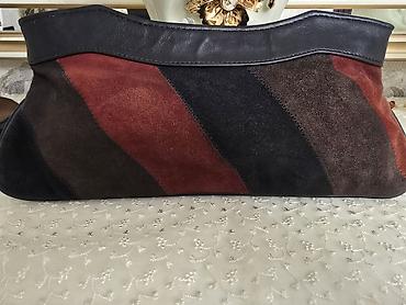 Çantalar: Qadın dəri/şamoa clutch çanta - Material: Ön hissə şamoa parçalardan — 1