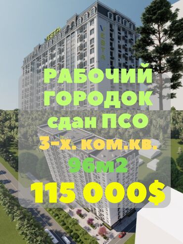 3комнатный: 3 комнаты, 95 м², Элитка, 7 этаж, ПСО (под самоотделку)
