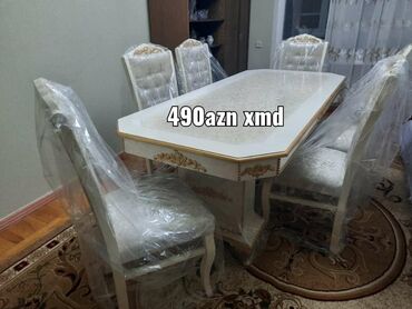 stol stul destleri: Для гостиной, Новый, Нераскладной, Прямоугольный стол, 6 стульев, Азербайджан