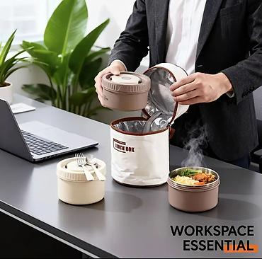şorba qabı: Termal nahar dəsti – qablar və izolyasiyalı “Lunch box bag” çantası — 9