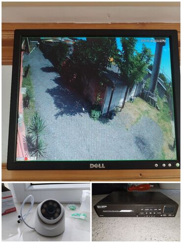 kamera video: Dell markalı monitor, bir ədəd güvənlik kamerası və video qeydedici