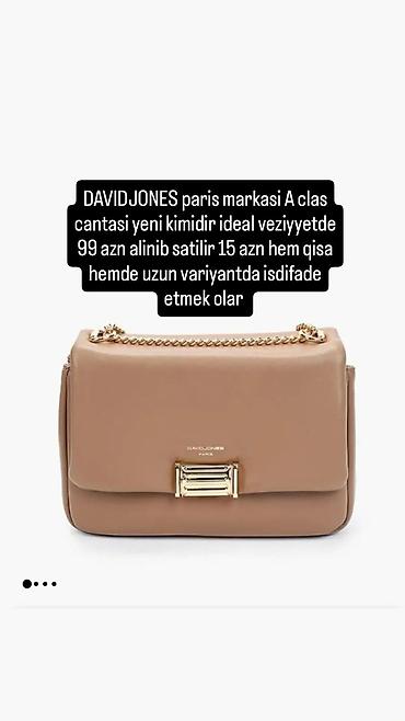 iphone 15 pro 256: DAVIDJONES Paris A class qadın çantası. Rəng: bej. Qızılı rəngli metal — 1