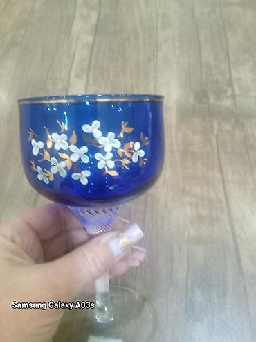 şuşə qab: Qədəhlər, rəng - Göy, Şüşə, 6 ədədli dəst, 250 ml, Çexiya — 1