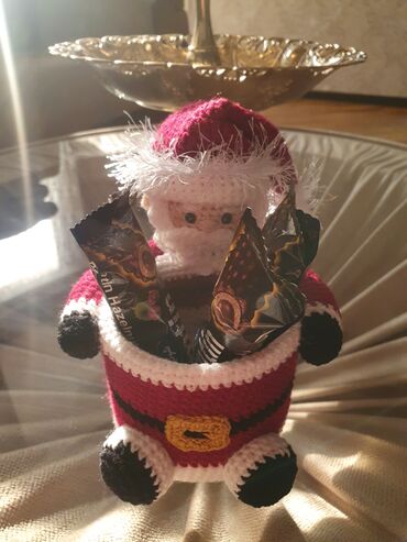 Konfet qabları: Yenil il temalı əl işi “Şaxta Baba” konteyneri - Material: əl ilə — 7