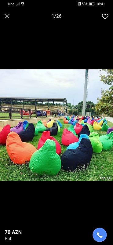 Pufiklər: Rəngarəng “bean bag” puf kreslolar - Müxtəlif parlaq rənglər: qara — 3