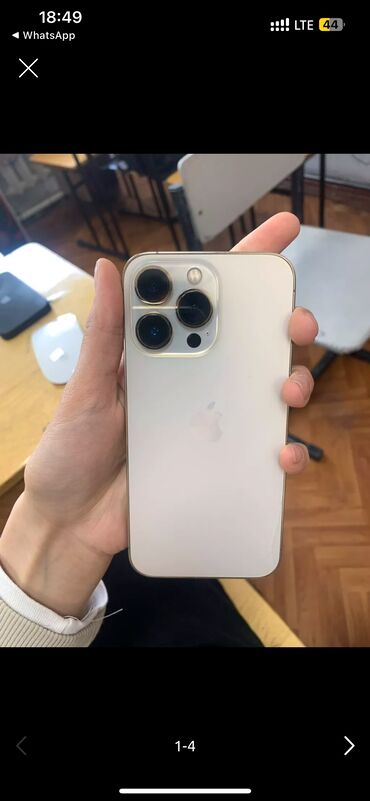 телефон ош цена: IPhone 13 Pro, Колдонулган, 128 GB, Gold Iphone, Battery charger, Коргоочу айнек, Каптама, 85 %