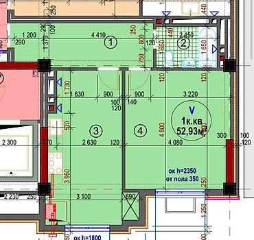 елисей: 2 комнаты, 52 м², Асанбай мкр Элитка, 6 этаж, ПСО (под самоотделку) — 2