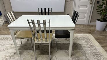 мебель в гостинную: Конок бөлмөсү үчүн үстөл жана отургуч, түсү - Ак