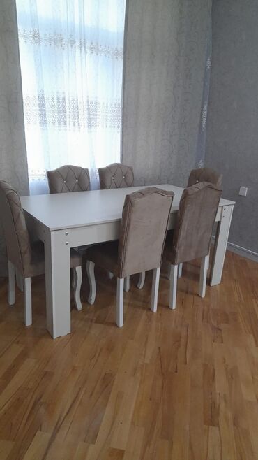açılan masa modelleri: Qonaq otağı üçün, Yeni, Açılmayan, Dördbucaq masa, 6 stul, Azərbaycan