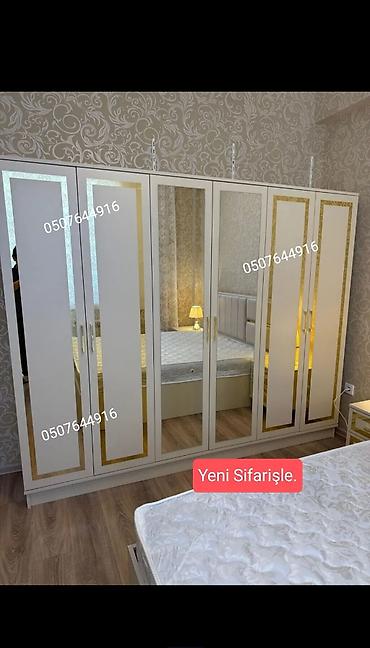 kreslo tek: Düz dolab, Yataq otağı üçün, Paltar üçün, Açılan, Korpuslu, 6 qapı — 2