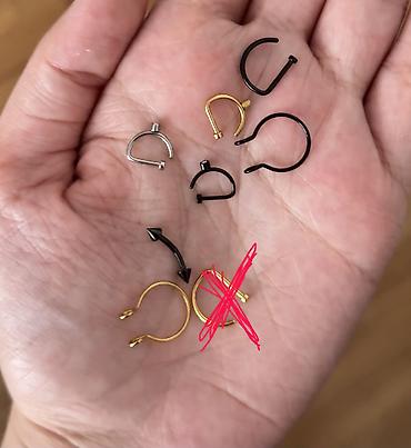 qizil pirsing: Fake burun piercingləri. 2ci sekildeki modellər mövcuddur. Saxta — 2