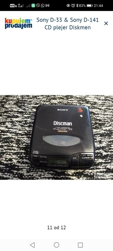 Mini disk plejeri: Sony Discman CD plejer – model D-141 (navedeno na poklopcu) - — 6