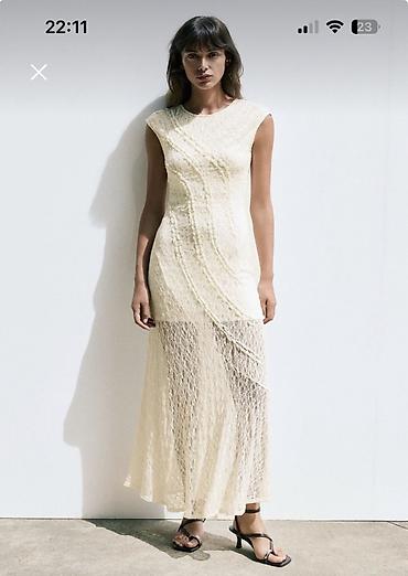 Женская одежда: Pull & Bear krem rəngli krujeva maxi don 100 azn alınıb 1 defe — 2