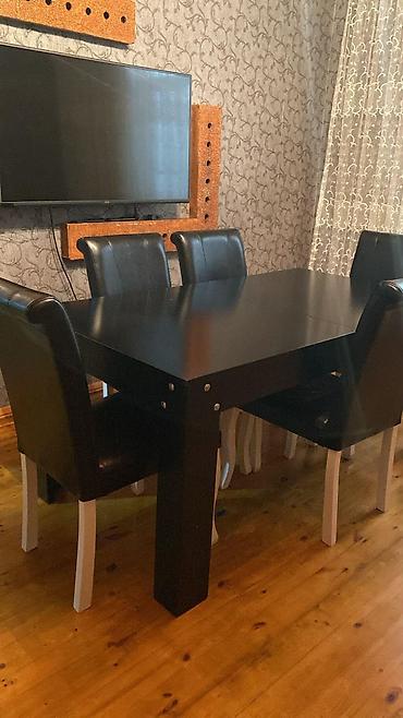 Qonaq otağı üçün, İşlənmiş, Dördbucaq masa, 6 stul
