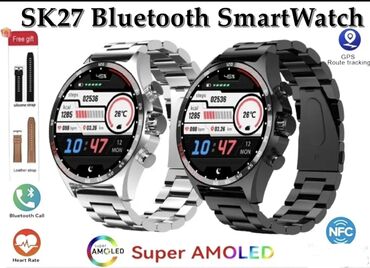 kaput sa krznom: SK27 Smartwatch – Bluetoth,NFC,Kompas,AI Voice Boje satova: Silver sa