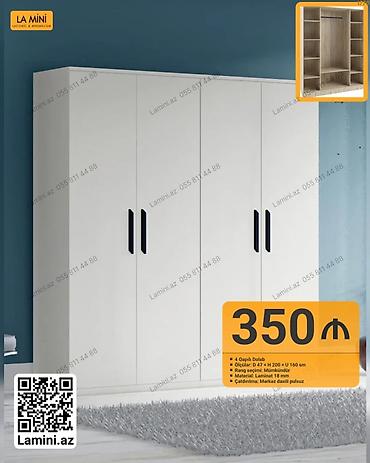 Ev üçün mebel: La Mini – 4 qapılı dolab - Ölçülər: D 47 × H 200 × U 160 sm - Rəng — 1