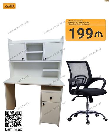 Ev və bağ: Yazı masası və kreslo dəsti - Komplekt: üst şkaflı yazı masası + — 1