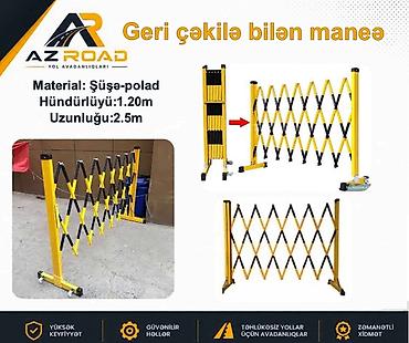 Другое: Geri Çəkiləbilən Maneə Material- Şüşə-Polad Hündürlüyü-1.20m — 1