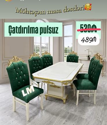 Masa və oturacaq dəstləri: Masa–stul dəsti - Klassik üslubda 1 ədəd iri yemək masası və 6 ədəd — 6