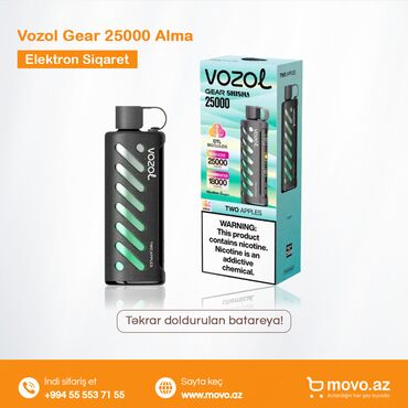 Qəlyan, vayp və aksesuarları: 📦 Birdəfəlik Elektron Siqaret Vozol Gear 25000 Alma | SE-002 Təkrar